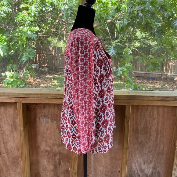 Joie Women's Auberon B Print Silk Top In Coral Rose Size M - Picture 3 of 10